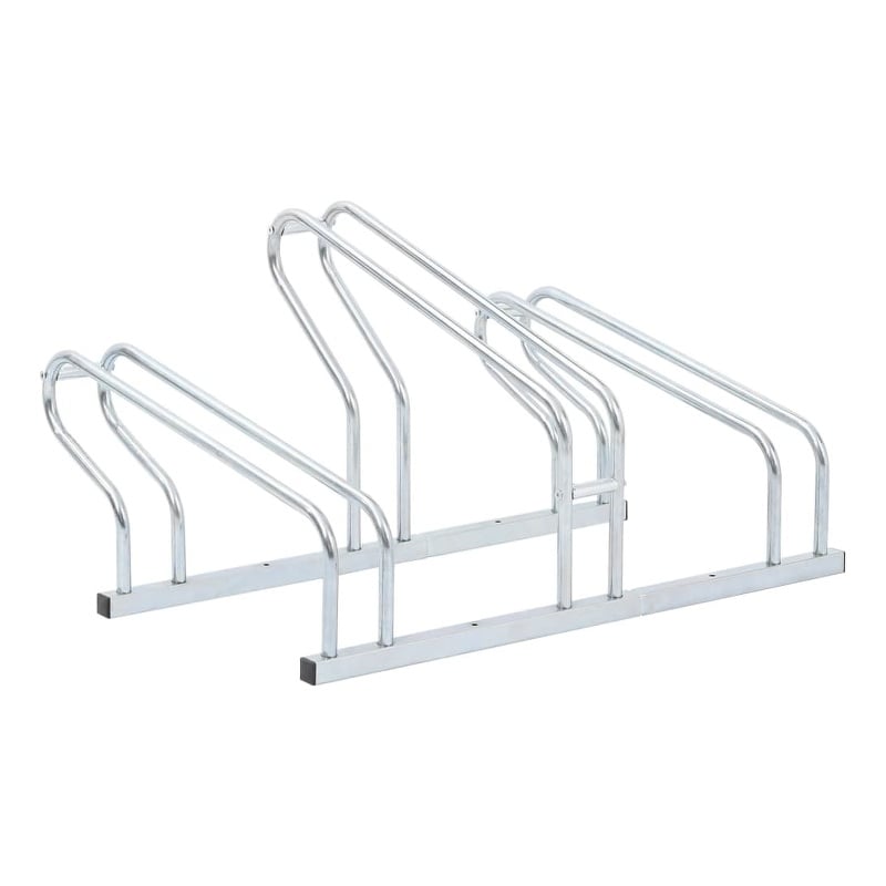 vidaXL 3 Bikes Floor Freestanding Galvanized Steel Bicycle Stand in Silver
