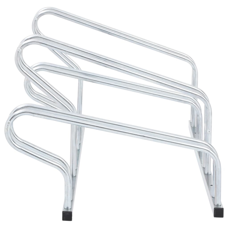 vidaXL 4 Bikes Floor Freestanding Galvanized Steel Bicycle Stand in Silver