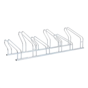 vidaXL 6 Bikes Floor Freestanding Galvanized Steel Bicycle Stand in Silver