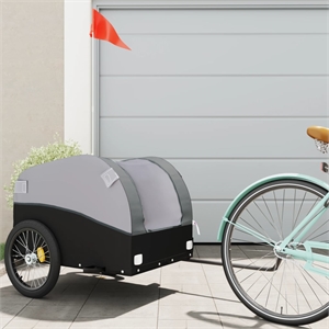 vidaXL 99.2 lb Iron Bike Trailer in Black and Gray