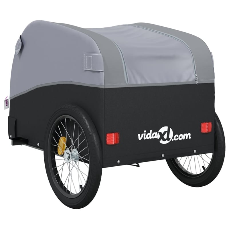 vidaXL 99.2 lb Iron Bike Trailer in Black and Gray