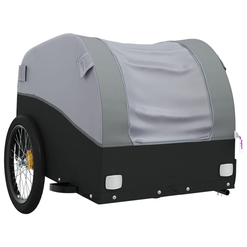 vidaXL 99.2 lb Iron Bike Trailer in Black and Gray