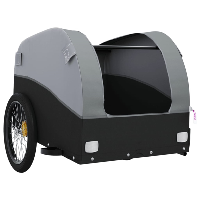 vidaXL 99.2 lb Iron Bike Trailer in Black and Gray