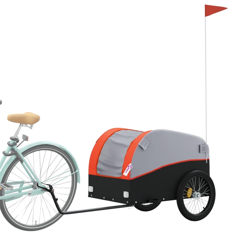 vidaXL 99.2 lb Iron Bike Trailer in Black and Orange