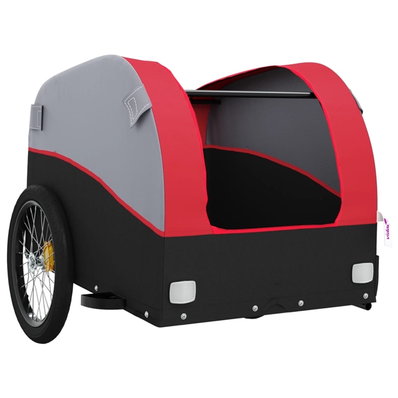 vidaXL 99.2 lb Iron Bike Trailer in Black and Red