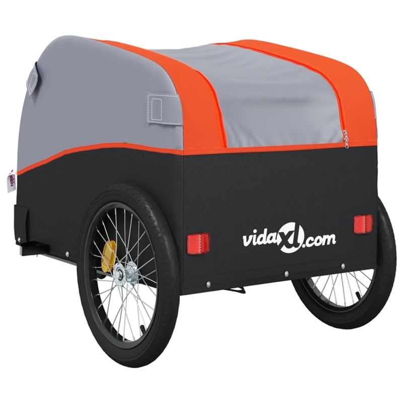 vidaXL 99.2 lb Iron Bike Trailer in Black and Orange