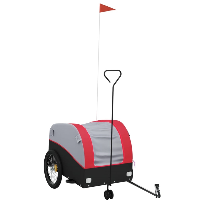 vidaXL 99.2 lb Iron Bike Trailer in Black and Red