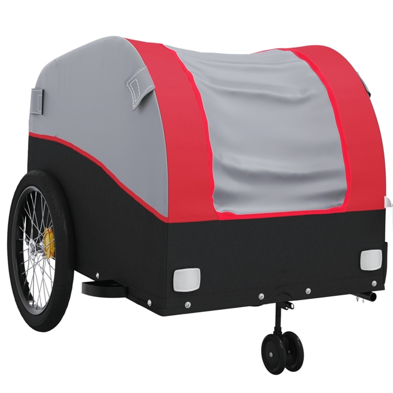 vidaXL 99.2 lb Iron Bike Trailer in Black and Red
