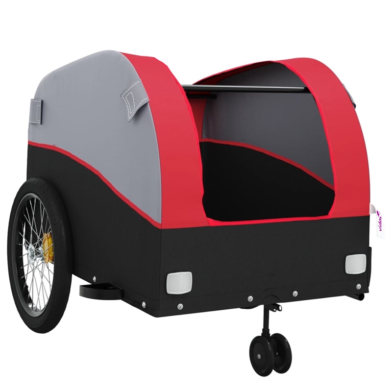 vidaXL 99.2 lb Iron Bike Trailer in Black and Red