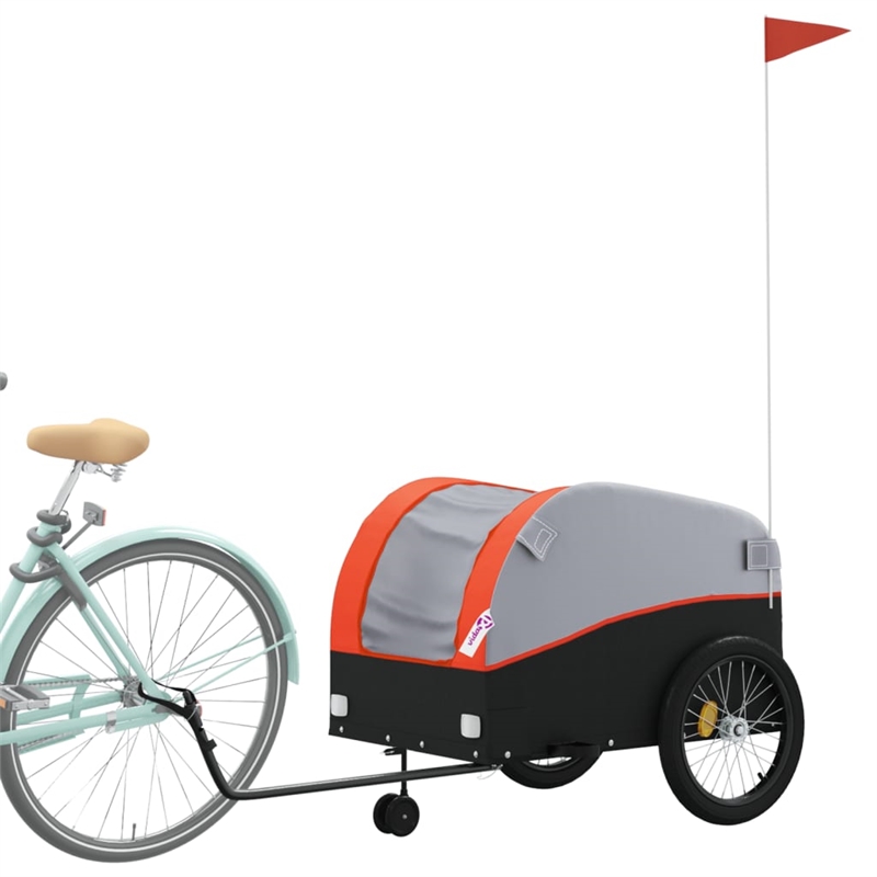 vidaXL 99.2 lb Iron Bike Trailer in Black and Orange