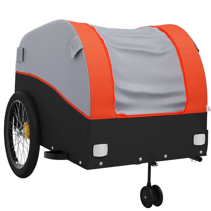 vidaXL 99.2 lb Iron Bike Trailer in Black and Orange