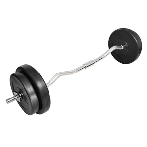 vidaXL Curl Bar with Weights in Black