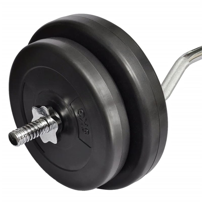 vidaXL Curl Bar with Weights in Black