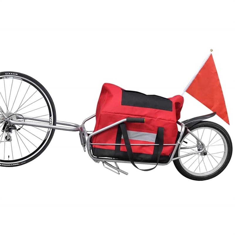 vidaXL One-wheel Bike Trailer with Storage Bag in Red