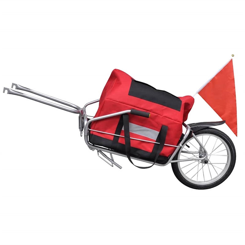 vidaXL One-wheel Bike Trailer with Storage Bag in Red