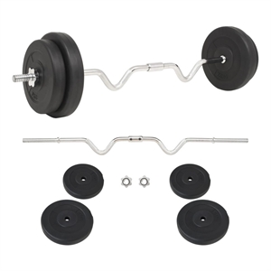 vidaXL 66.1lbs Barbell Set in Black