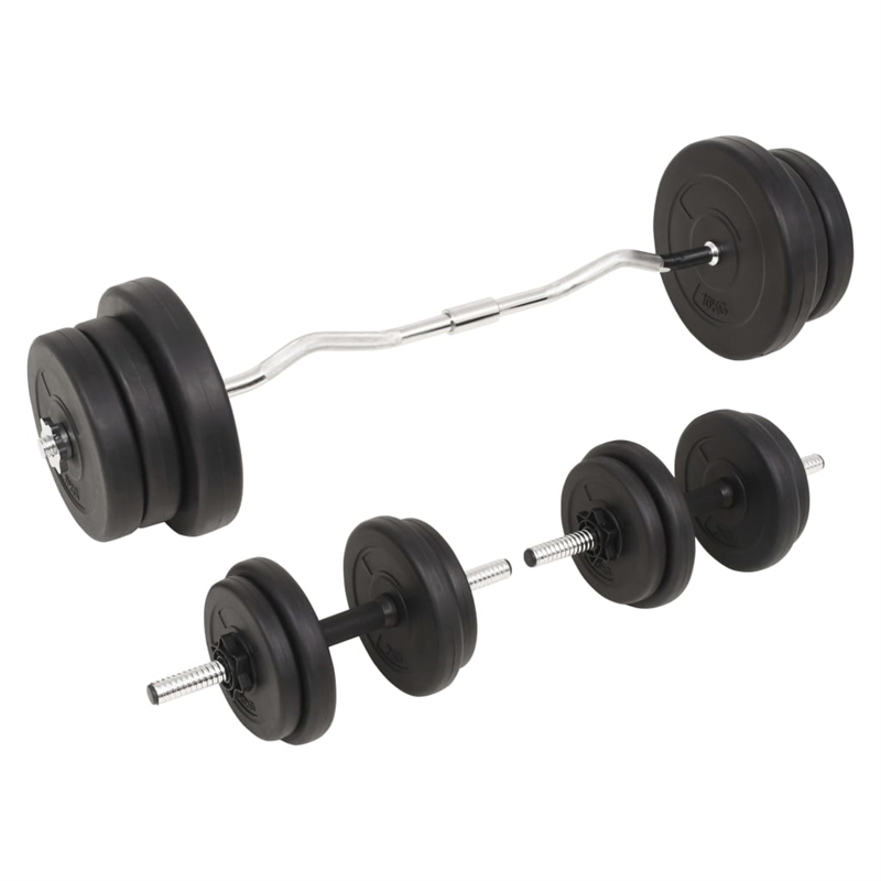 vidaXL 132.3lbs Barbell and Dumbbell Set in Black