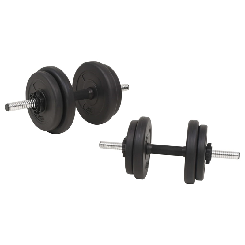 vidaXL 132.3lbs Barbell and Dumbbell Set in Black