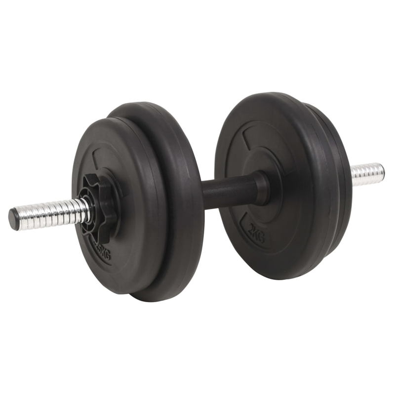 vidaXL 132.3lbs Barbell and Dumbbell Set in Black