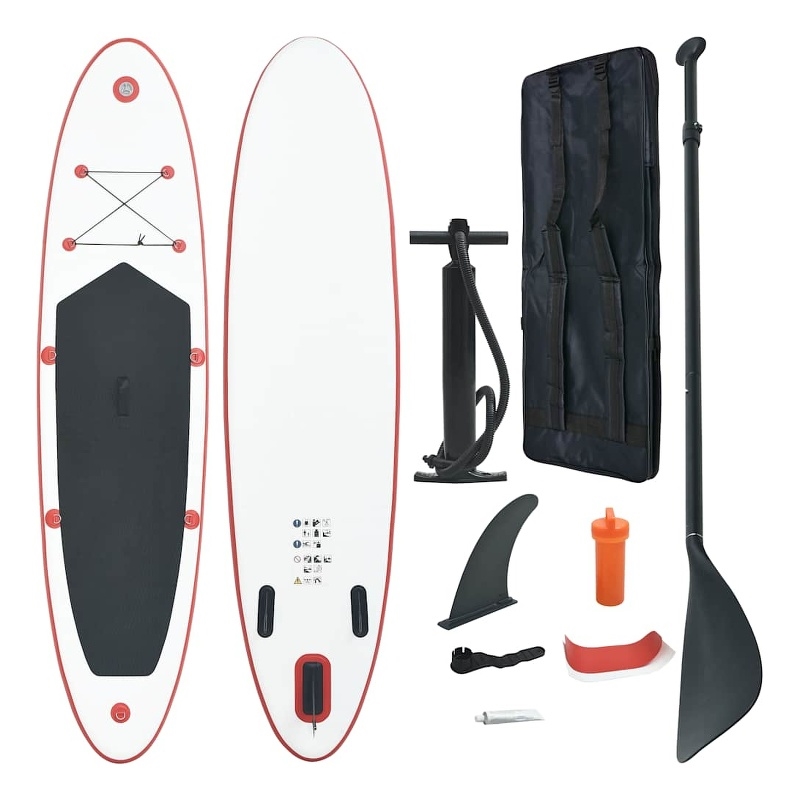 vidaXL Inflatable Stand Up Paddle Board Set in Red and White