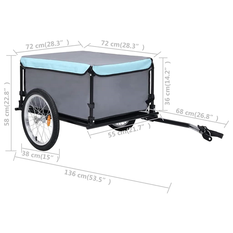vidaXL 143.3 lbs Bike Trailer in Black and Blue