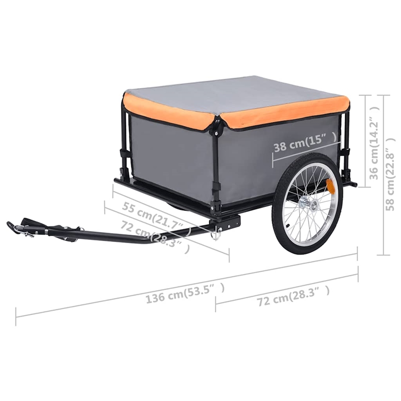 vidaXL 143.3 lbs Bike Trailer in Orange and Gray
