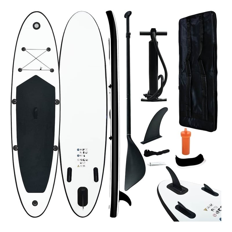 vidaXL Inflatable Stand Up Paddleboard Set in Black and White