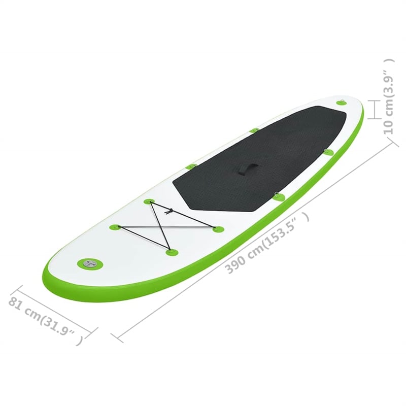 vidaXL Inflatable Stand Up Paddleboard Set in Green and White