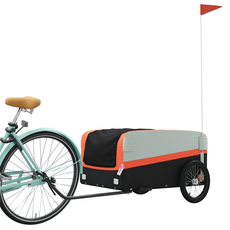 vidaXL 99.2 lb Iron Bike Trailer in Black and Orange