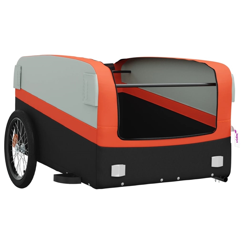 vidaXL 99.2 lb Iron Bike Trailer in Black and Orange