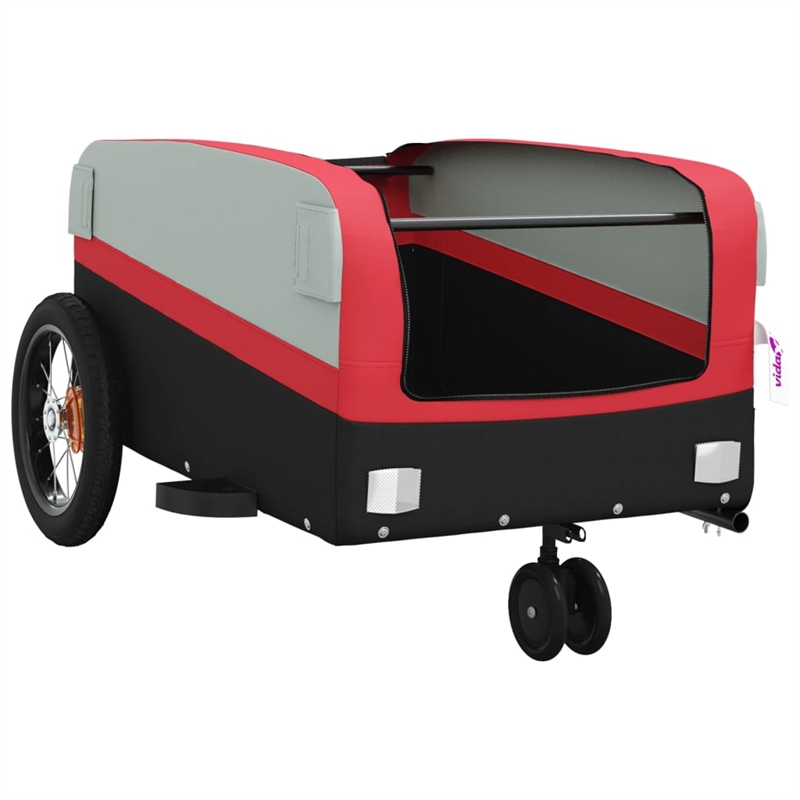 vidaXL 66.1 lb Iron Bike Trailer in Black and Red