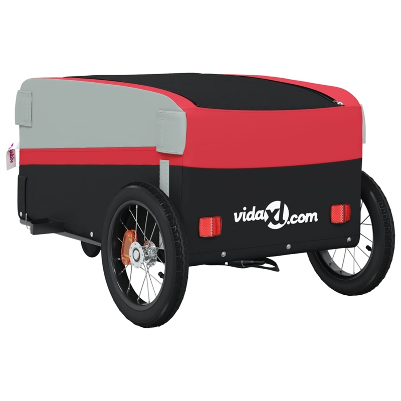 vidaXL 66.1 lb Iron Bike Trailer in Black and Red