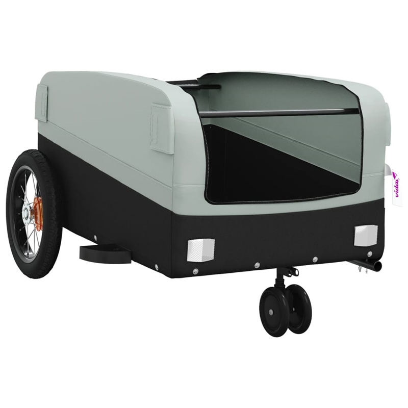 vidaXL 66.1 lb Iron Bike Trailer in Black and Gray