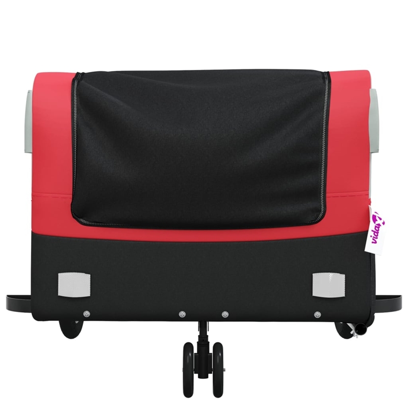 vidaXL 99.2 lb Iron Bike Trailer in Black and Red