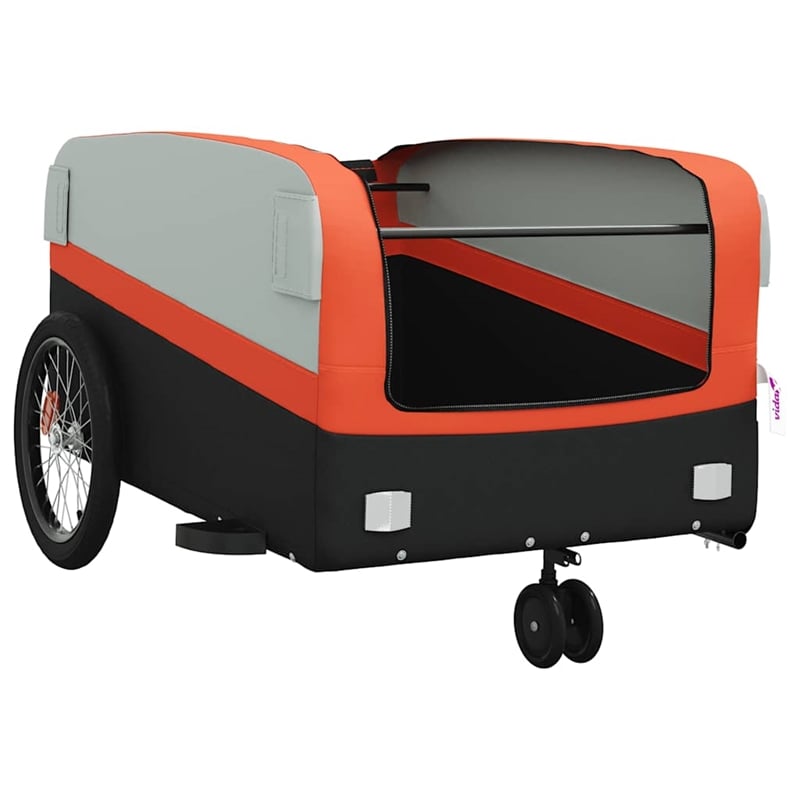 vidaXL 99.2 lb Iron Bike Trailer in Black and Orange