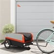 vidaXL 99.2 lb Iron Bike Trailer in Black and Orange
