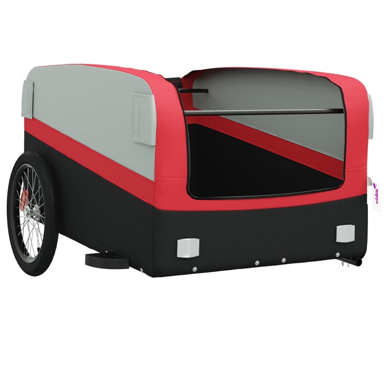 vidaXL 99.2 lb Iron Bike Trailer in Black and Red