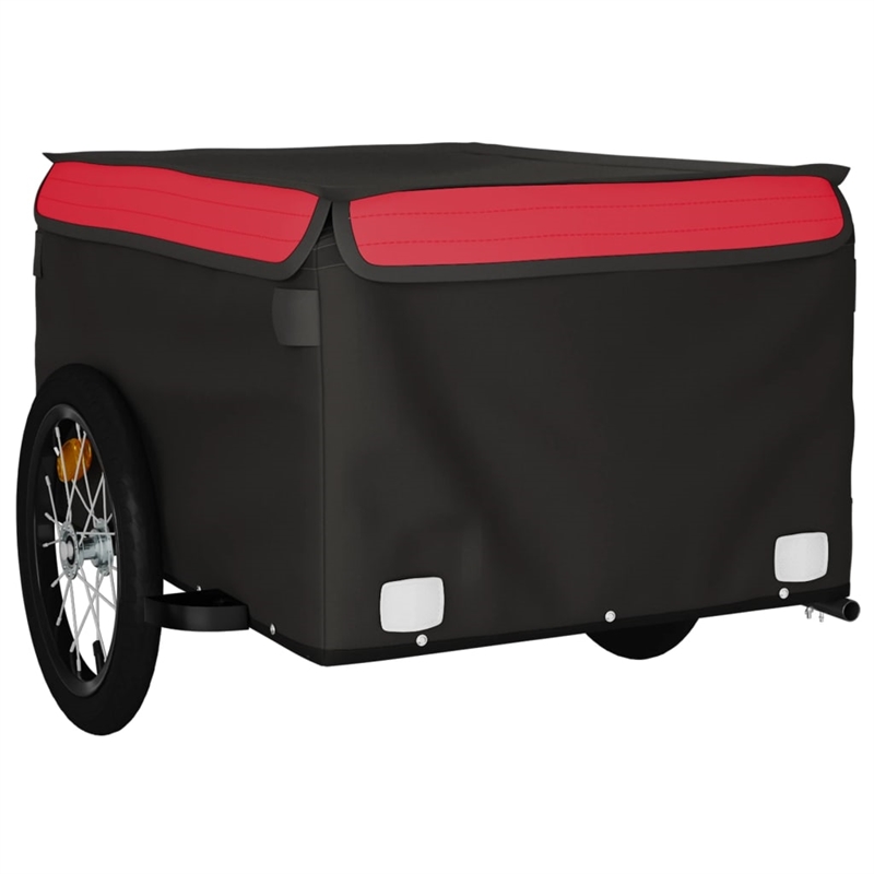 vidaXL 99.2 lb Iron Bike Trailer in Black and Red