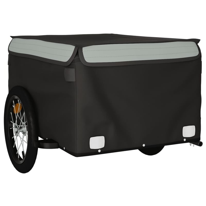 vidaXL 99.2 lb Iron Bike Trailer in Black and Gray