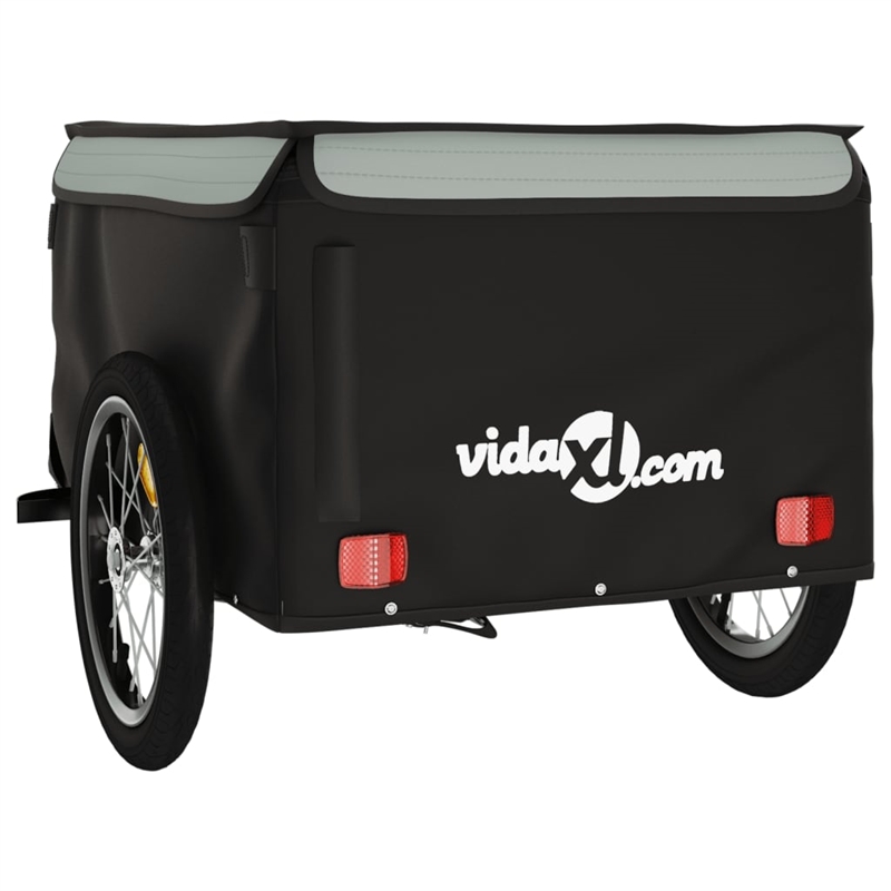 vidaXL 99.2 lb Iron Bike Trailer in Black and Gray