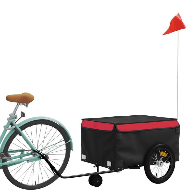 vidaXL 99.2 lb Iron Bike Trailer in Black and Red