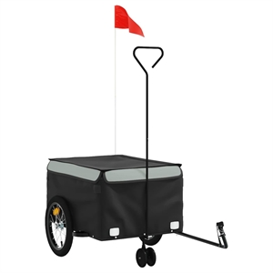 vidaXL 99.2 lb Iron Bike Trailer in Black and Gray