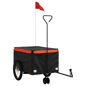 vidaXL 99.2 lb Iron Bike Trailer in Black and Orange