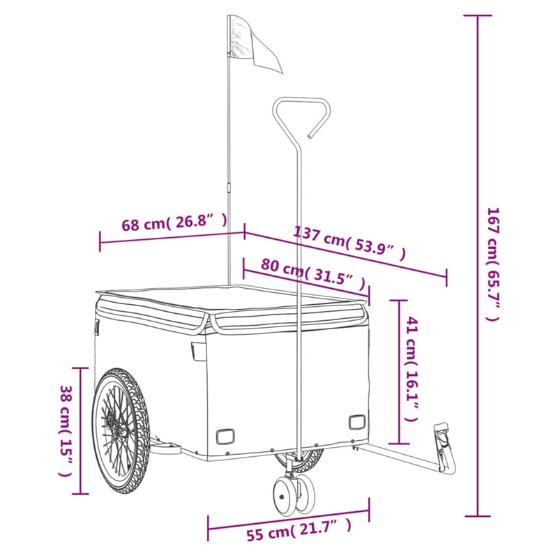 vidaXL 99.2 lb Iron Bike Trailer in Black and Orange