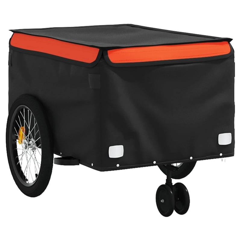 vidaXL 99.2 lb Iron Bike Trailer in Black and Orange
