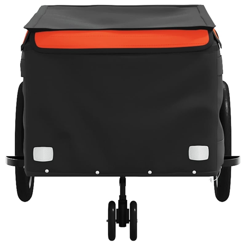 vidaXL 99.2 lb Iron Bike Trailer in Black and Orange