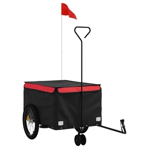 vidaXL 99.2 lb Iron Bike Trailer in Black and Red