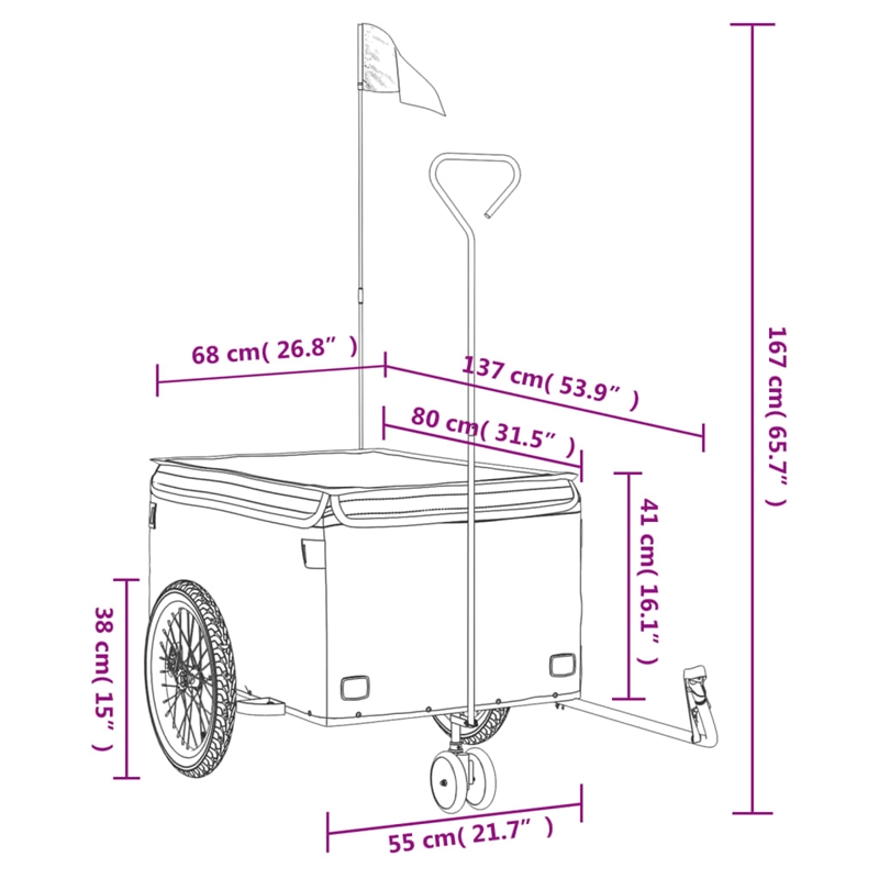 vidaXL 99.2 lb Iron Bike Trailer in Black and Red