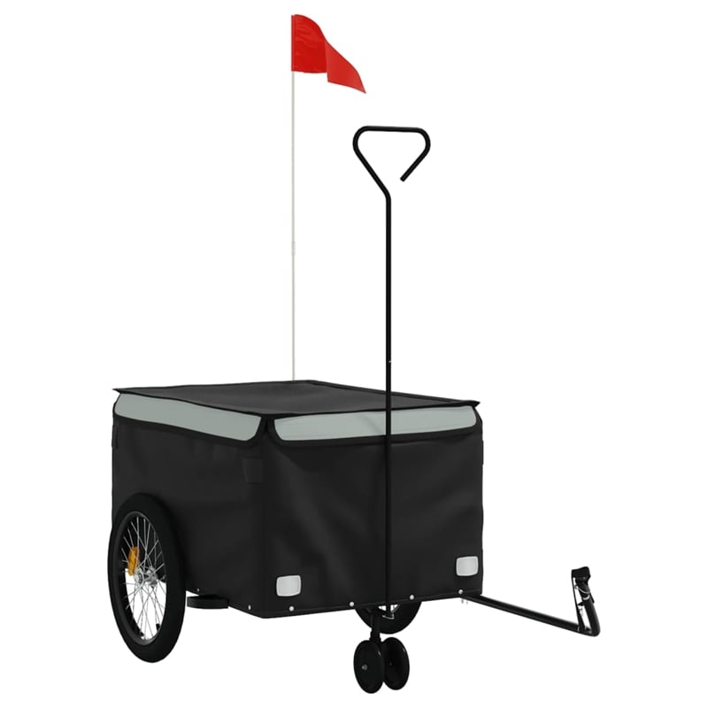 vidaXL 99.2 lb Iron Bike Trailer in Black and Gray