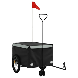 vidaXL 99.2 lb Iron Bike Trailer in Black and Gray